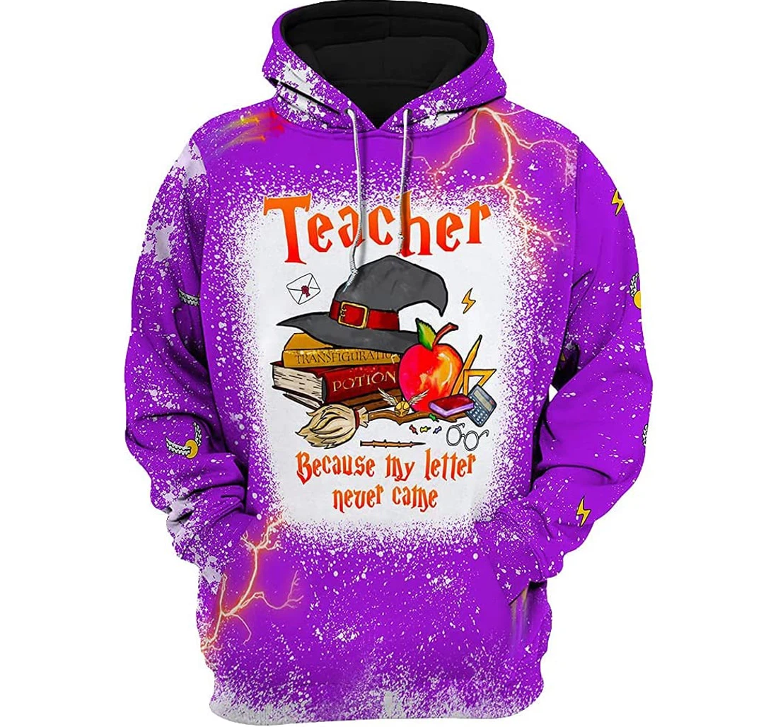 Halloween Witch Broom Books Teacher Because My Letter Never Came Halloween Pefect Gift - 3D Printed T-shirt