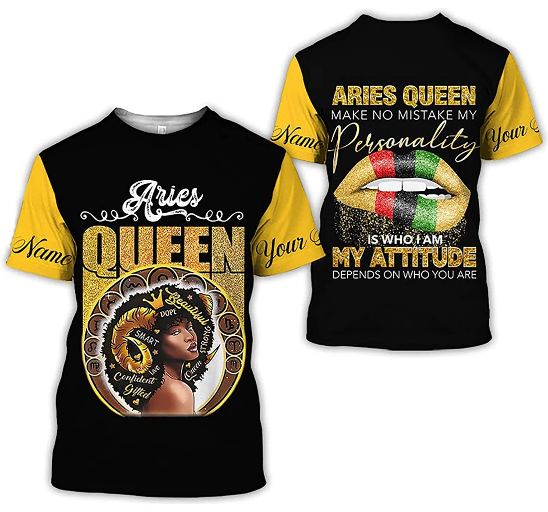 Personalized Name Aries Queen Bomber Baseball Jersey Birthday Lover Gift - 3D Printed T-shirt