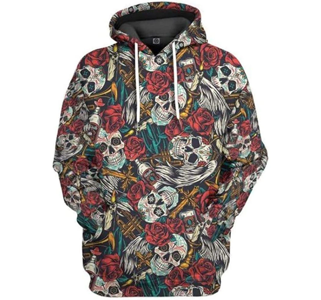 Halloween Day Of The Dead Jacket Included White - 3D Printed Pullover Hoodie