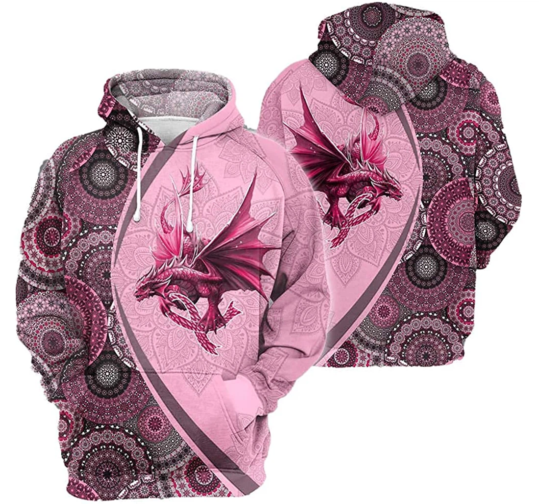 Breast Cancer Pink Dragon Gift On Xmas Birthday's Sportwear Up Hd - 3D Printed Pullover Hoodie