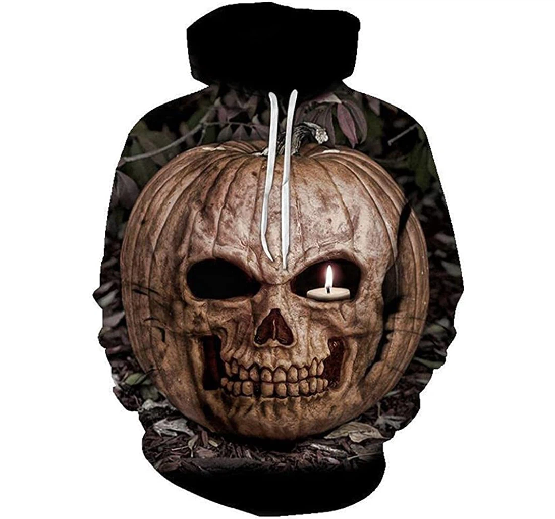 Halloween Skull Of Pumpkin Lamp - 3D Printed Pullover Hoodie