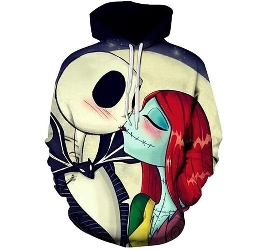 Nightmare Before Christmas Jack Sally Kiss - 3D Printed Pullover Hoodie