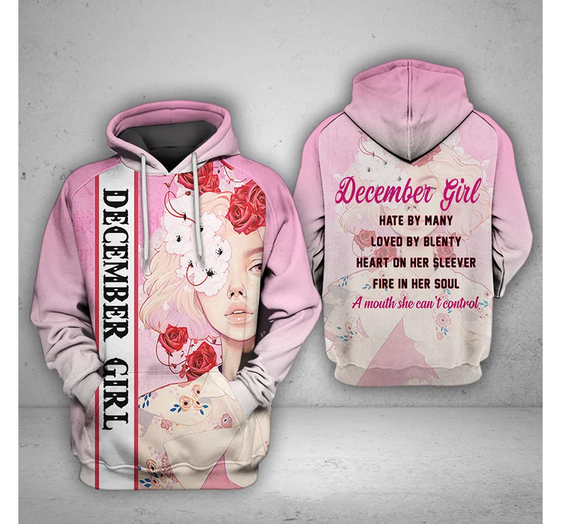 December Girl Fire In Her Soul 3d 3d Birthday Gift Christmas Or Friends F - 3D Printed Pullover Hoodie