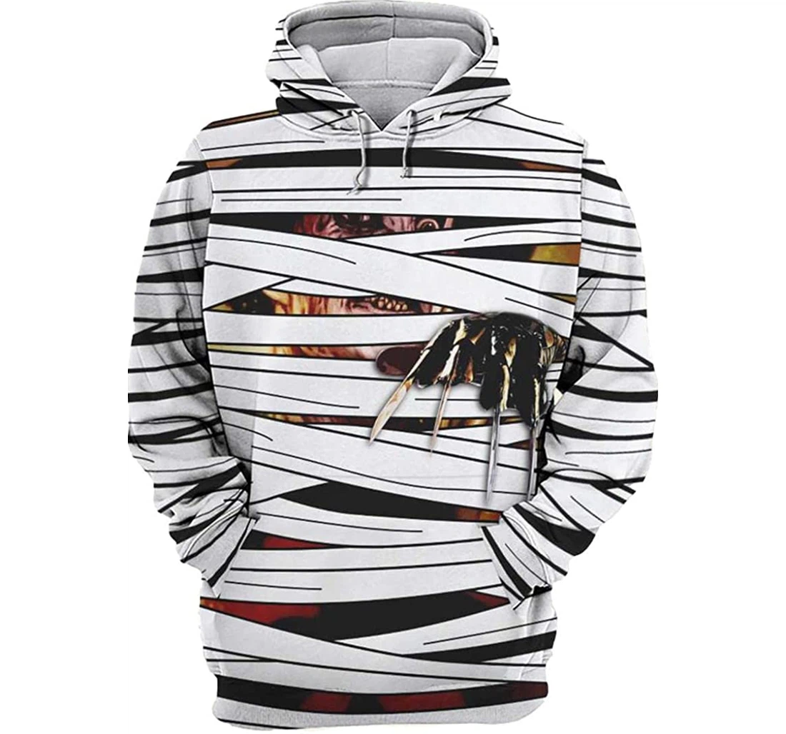 Freddy Krueger Horror Character Halloween Gloved Hand Mummy - 3D Printed Pullover Hoodie