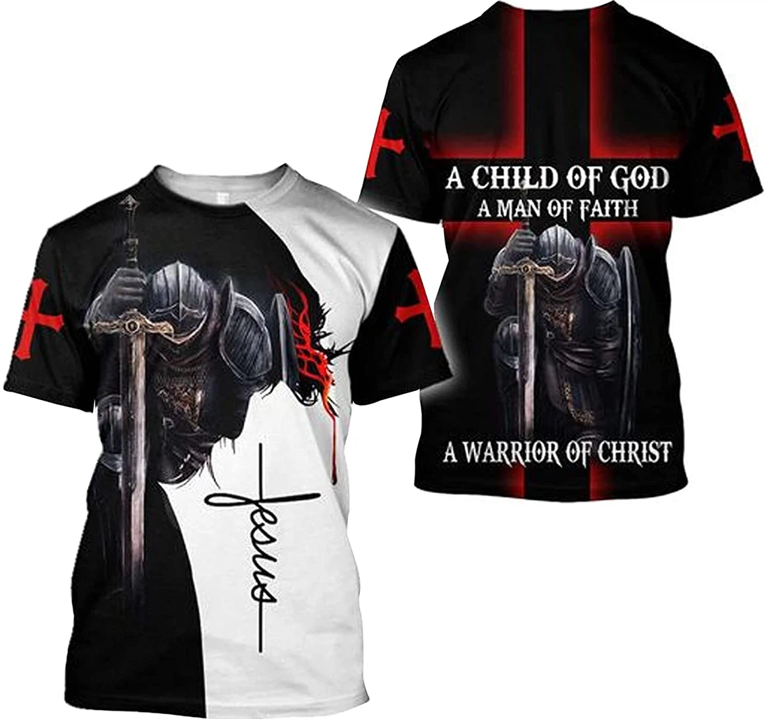 Jesus A Child Of God A Man Of Faith Cross T -shirts Jesus Cross God Christian Crewneck - 3D Printed T-shirt