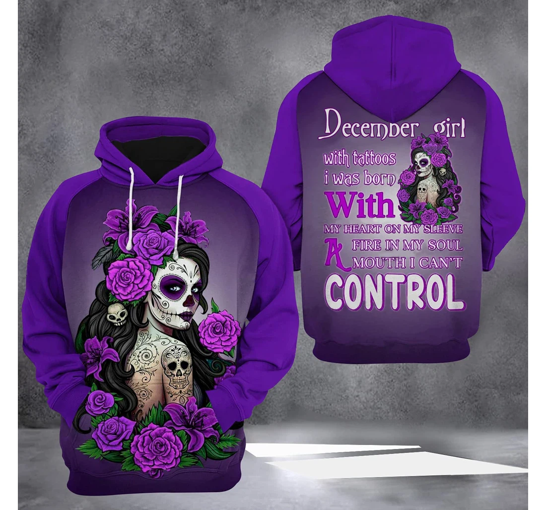 December Girl Hippie 3d 3d Birthday Gift Christmas Or Friends F - 3D Printed Pullover Hoodie