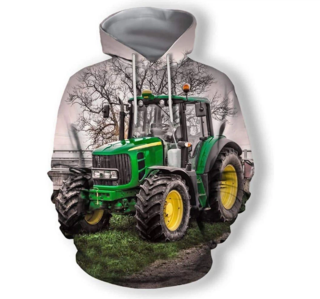 Personalized Green Tractor Jacket - 3D Printed Pullover Hoodie
