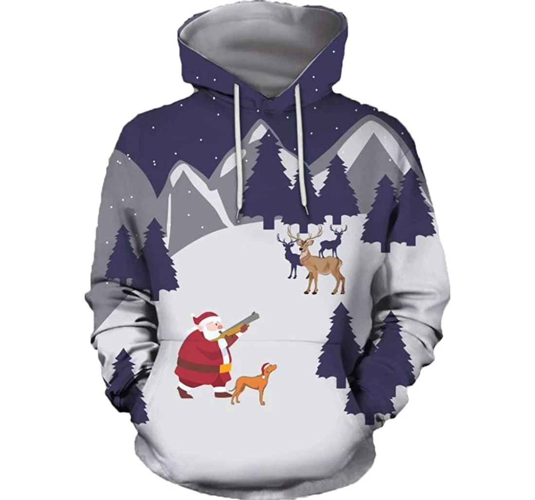 Christmas Hunting Deer Jacket Included White - 3D Printed Pullover Hoodie