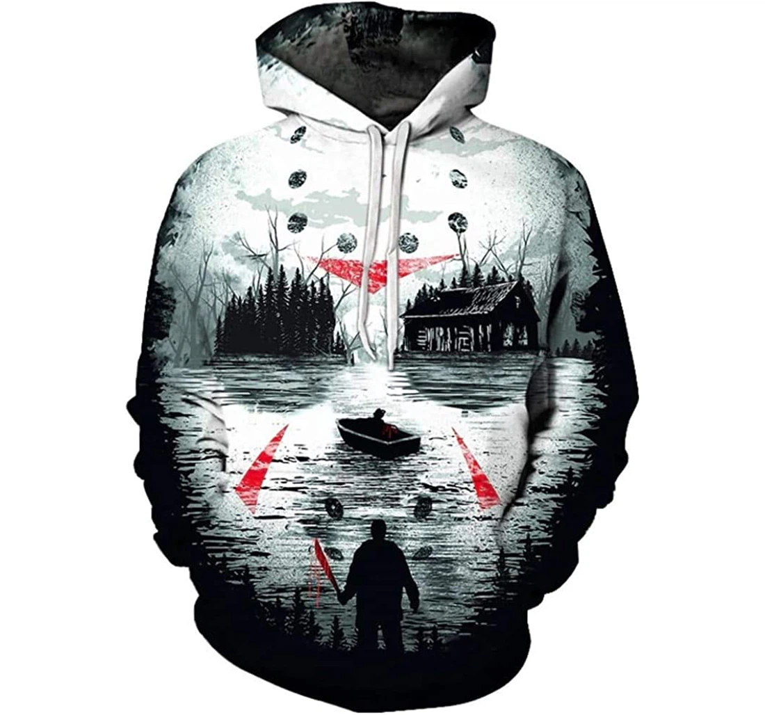 Jason Voorhees Halloween Jacket Included White - 3D Printed Pullover Hoodie