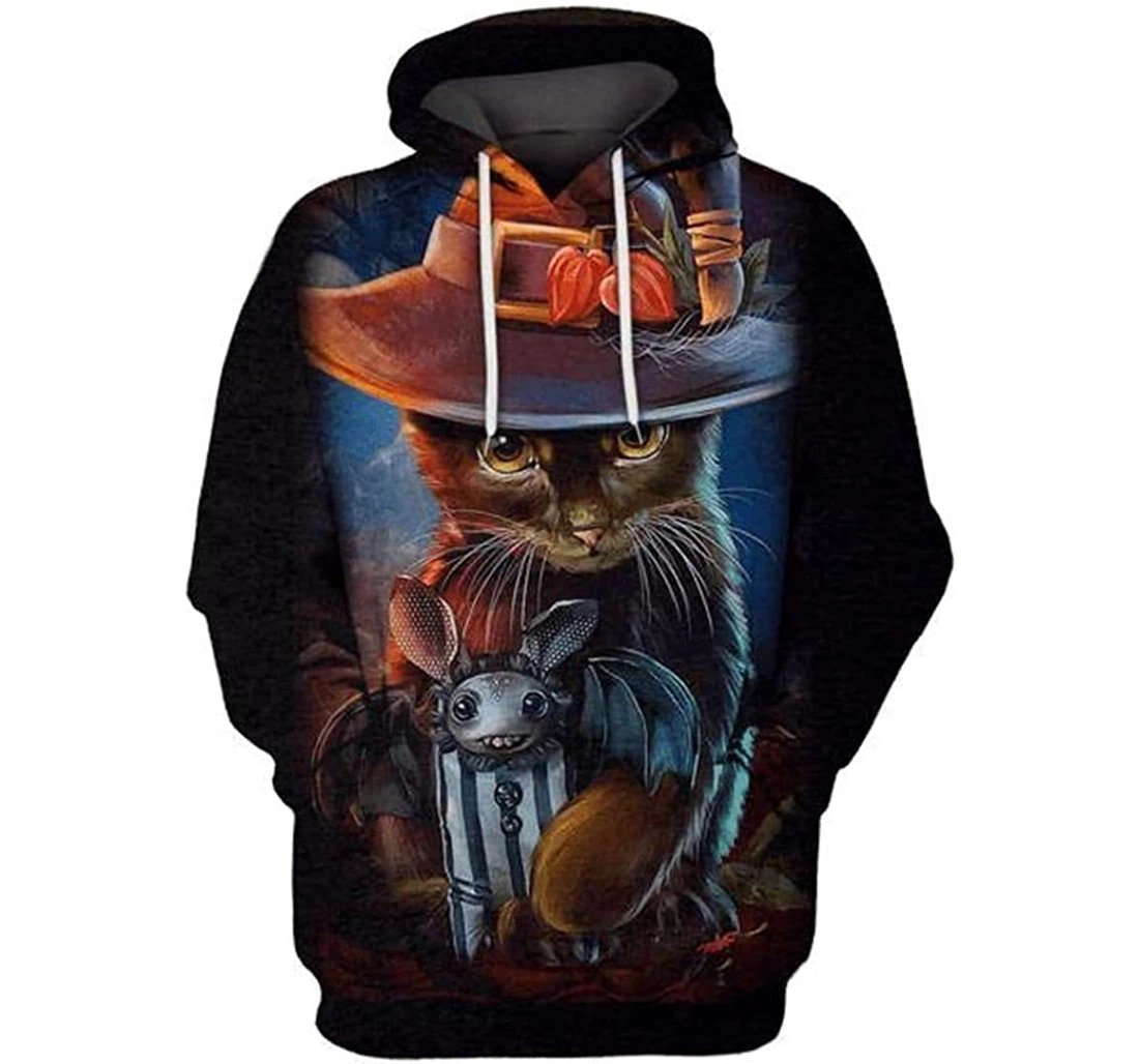 Amazing Cat In Halloween Pattern Sportwear Up - 3D Printed Pullover Hoodie