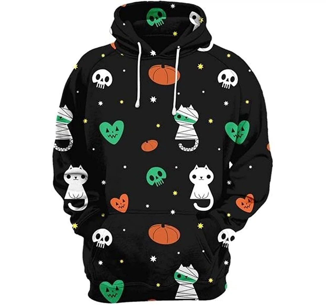 Halloween Scary Cat Sportwear Up - 3D Printed Pullover Hoodie