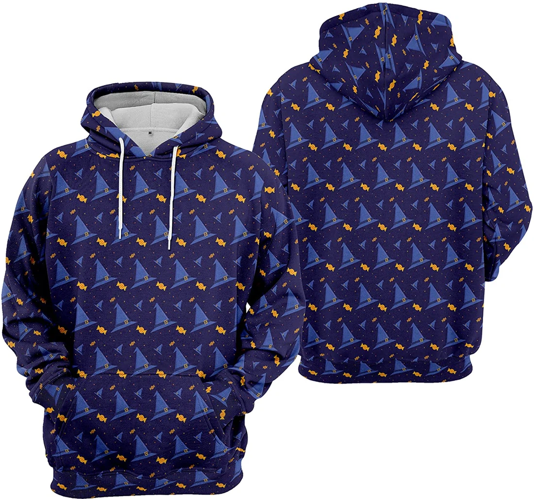 Cat Bat Cobweb Seamless Pattern Halloween - 3D Printed Pullover Hoodie