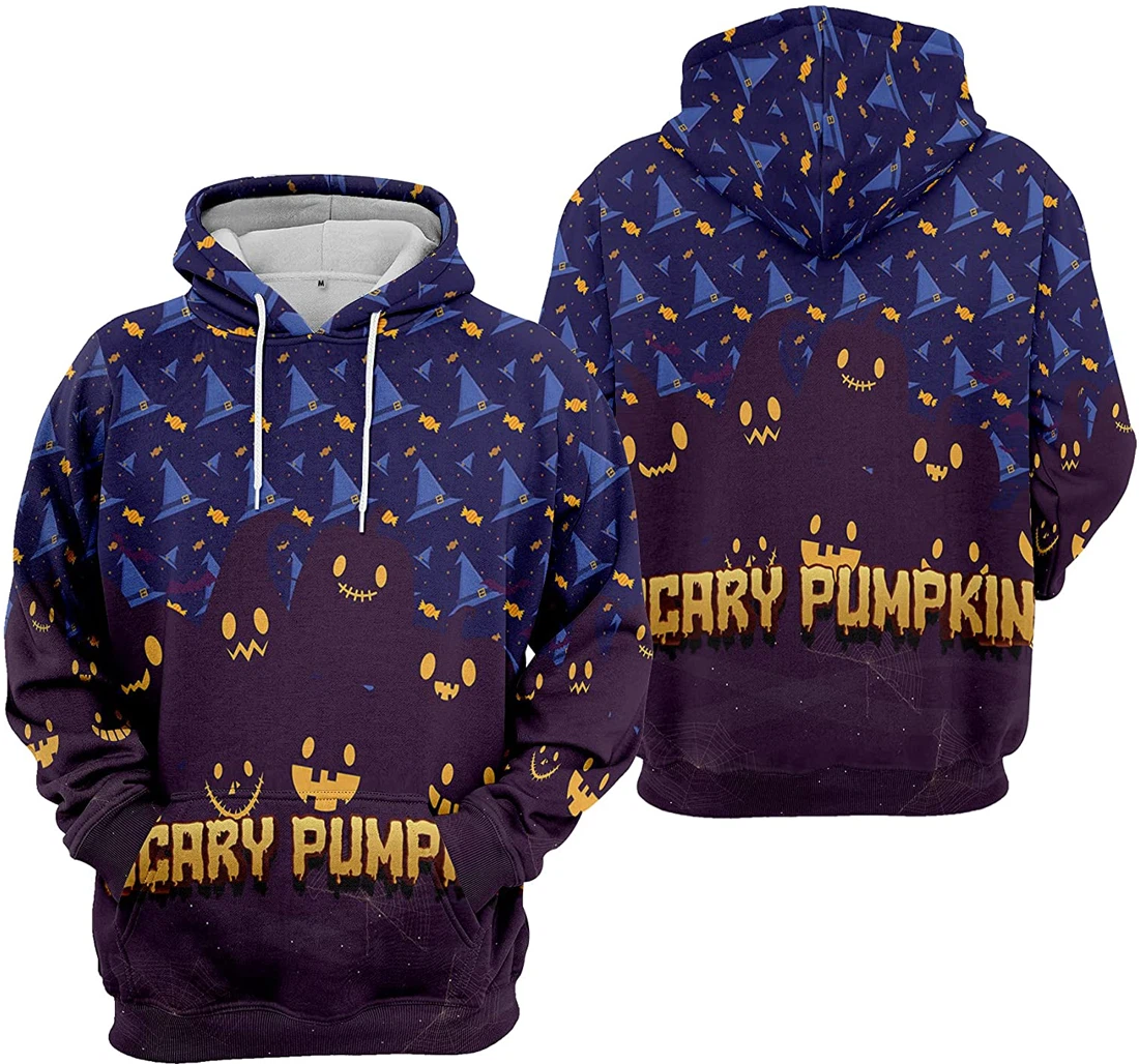 Crazy Pumpkin Cat Bat Cobweb Seamless Pattern Halloween - 3D Printed Pullover Hoodie