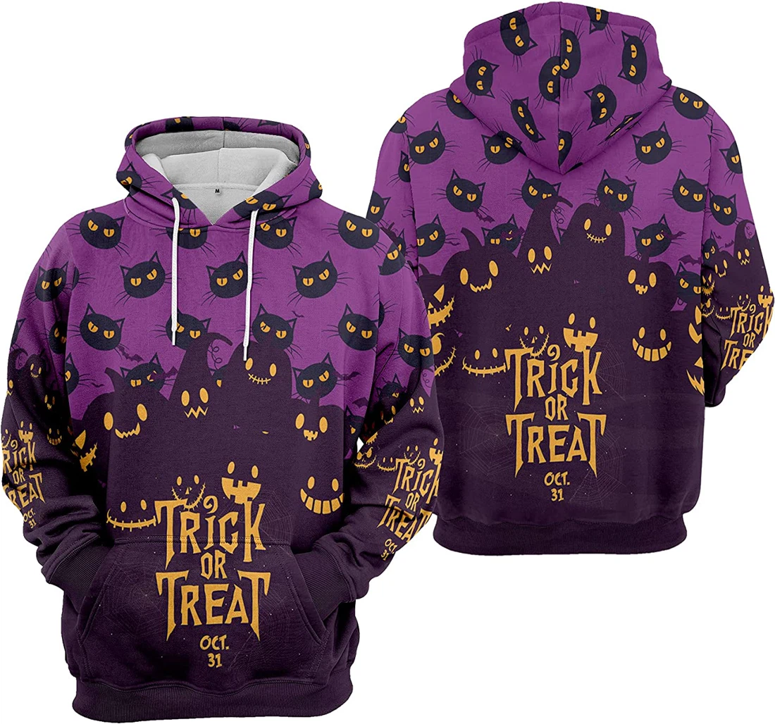 Trick Or Treat Oct Pumpkin Spider Seamless Pattern Halloween - 3D Printed Pullover Hoodie