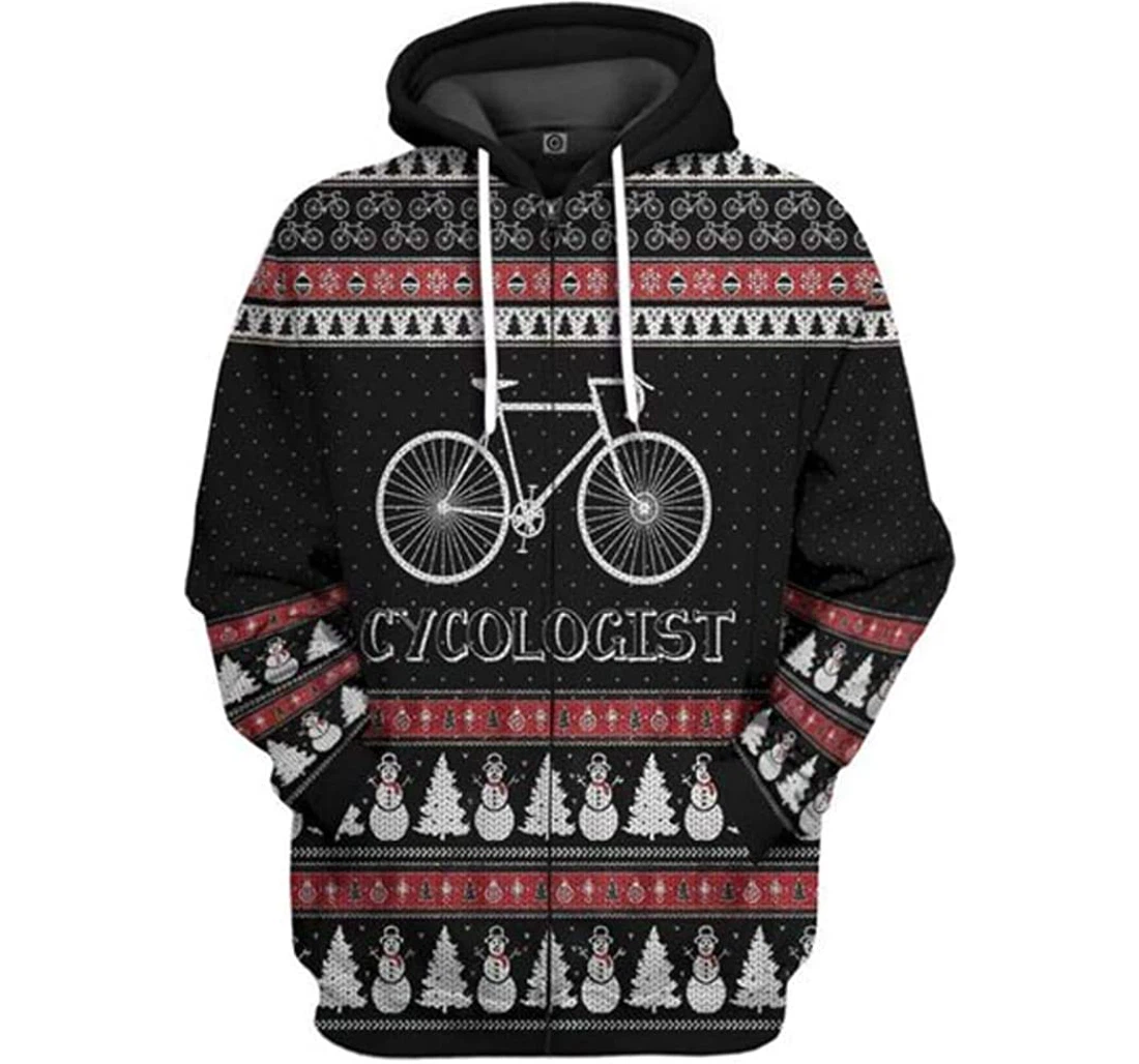 Ugly Christmas Cycologist Jacket Included White - 3D Printed Pullover Hoodie