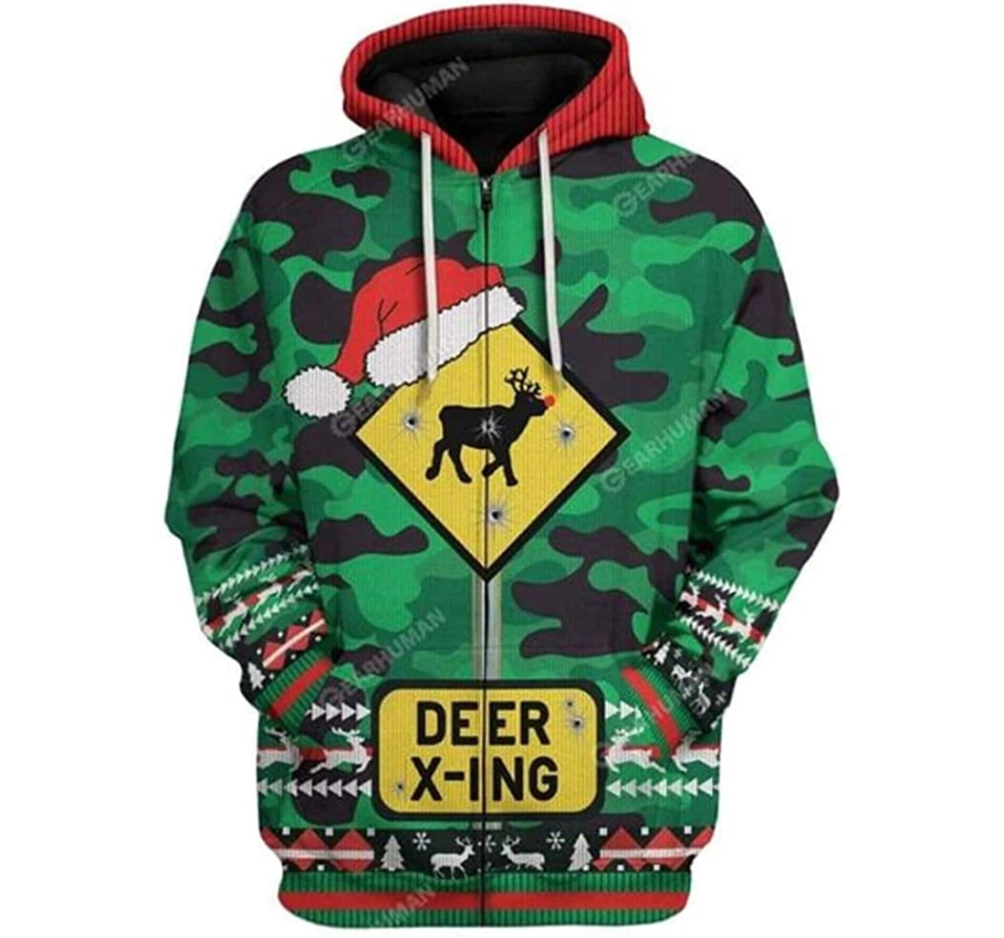 Ugly Deer Xing Christmas Jacket Included White - 3D Printed Pullover Hoodie