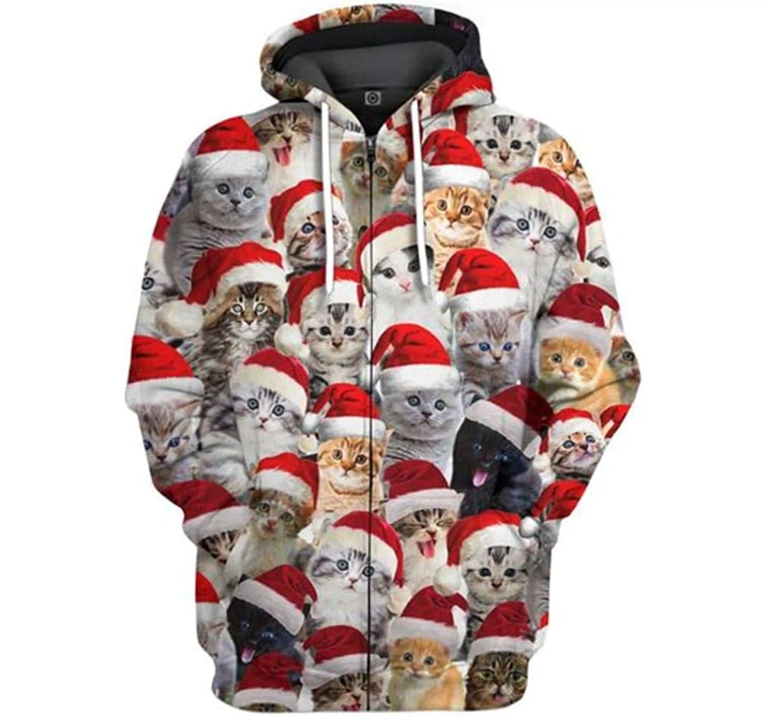 Cats Christmas Jacket Included White - 3D Printed Pullover Hoodie