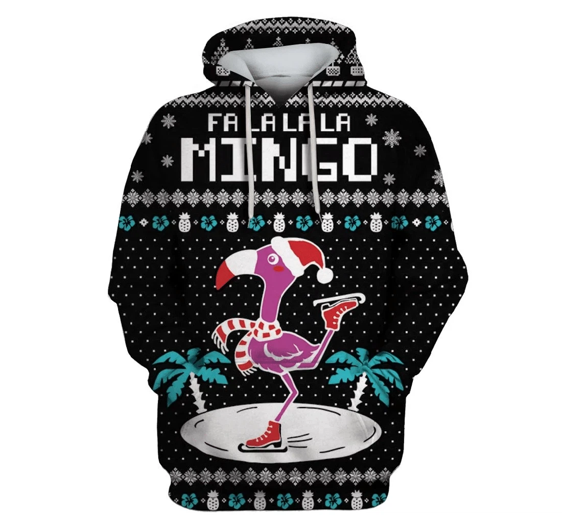 Ugly Flamingo In Christmas Day Custom - 3D Printed Pullover Hoodie