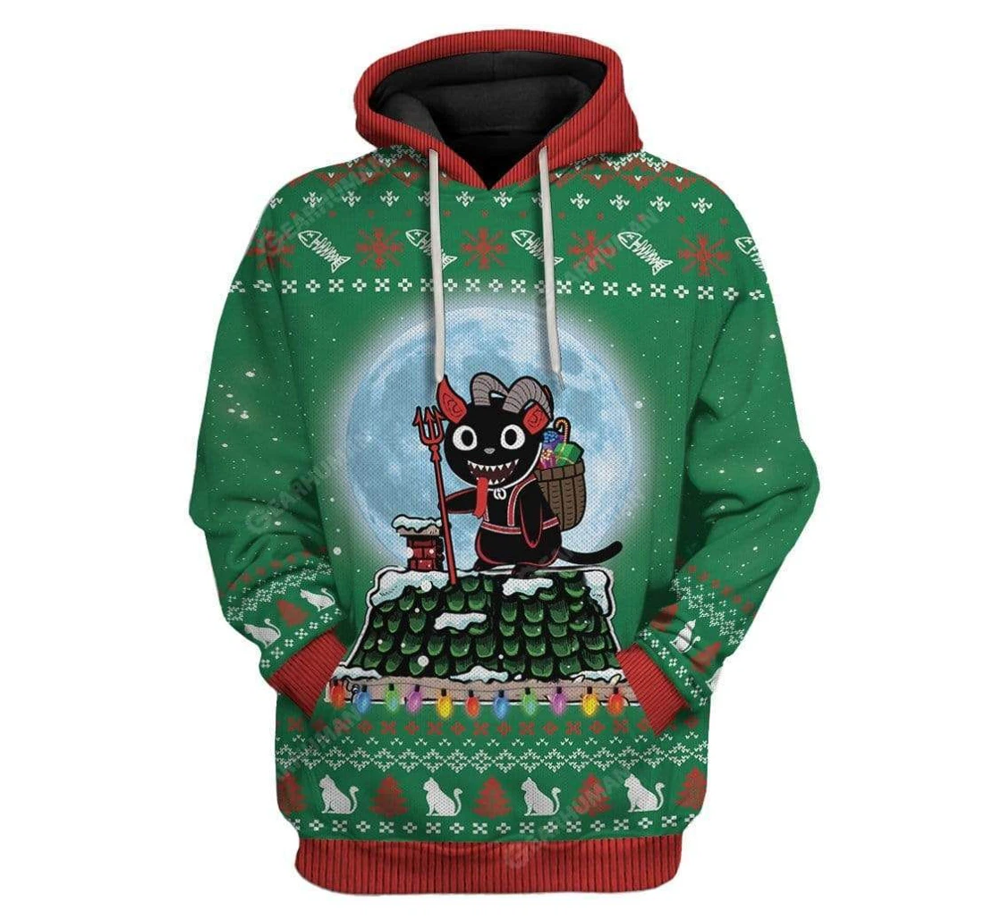 Ugly Demon Puss Christmas Custom T-shirts - 3D Printed Pullover Hoodie