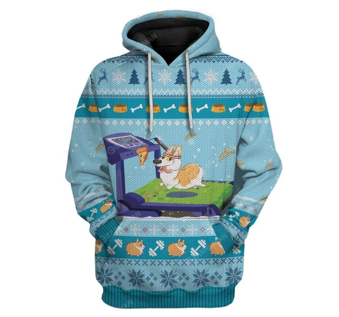 Ugly Corgi Workout Before Christmas Custom T-shirts - 3D Printed Pullover Hoodie