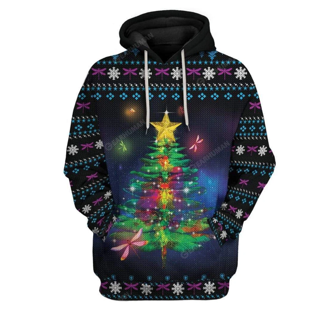 Ugly Dragonfly Christmas Tree Custom T-shirts - 3D Printed Pullover Hoodie