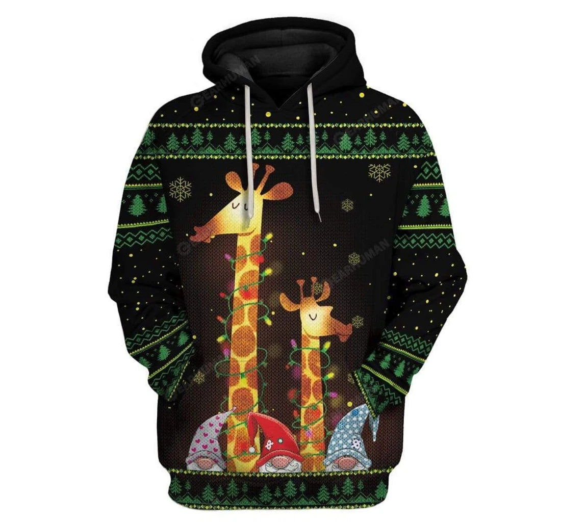 Ugly Giraffe Gnome Christmas Custom T-shirts - 3D Printed Pullover Hoodie