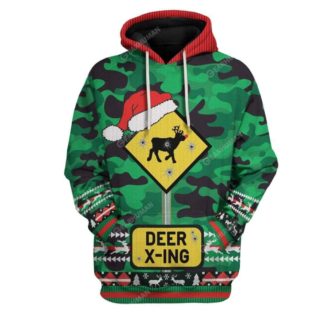Ugly Deer Xing Christmas T-shirts - 3D Printed Pullover Hoodie