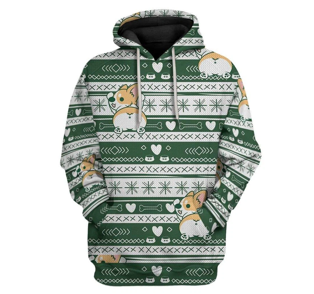 Ugly Corgi Christmas Custom T-shirts - 3D Printed Pullover Hoodie
