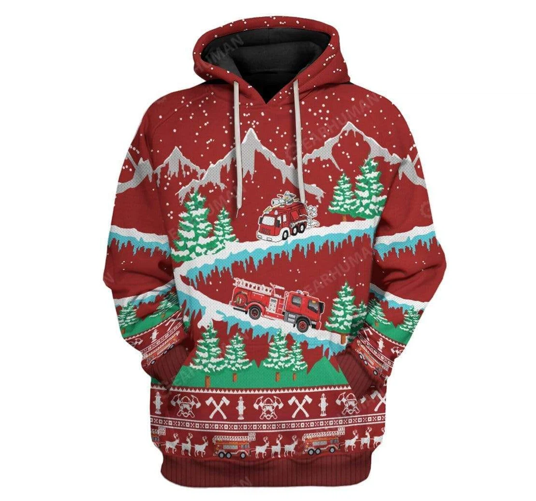 Ugly Firefighter Christmas Custom T-shirts - 3D Printed Pullover Hoodie