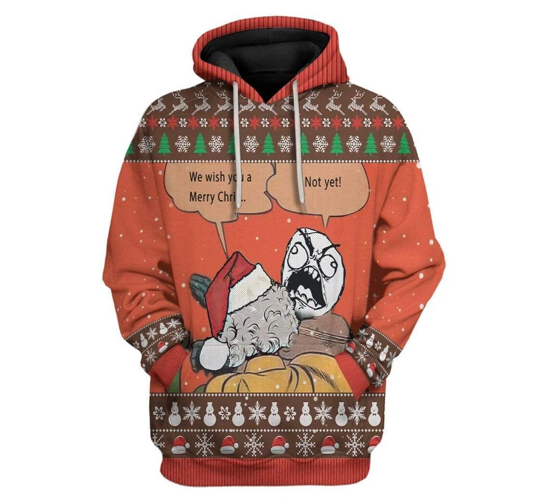 Ugly Angry Face Meme Slapping Santa Christmas Custom T-shirts - 3D Printed Pullover Hoodie