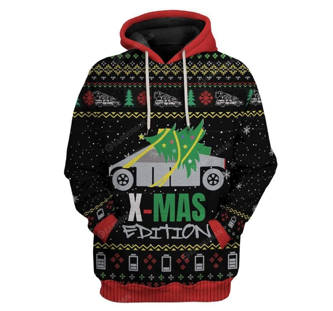 Ugly Cybertruck Christmas Edition Custom T-shirts - 3D Printed Pullover Hoodie
