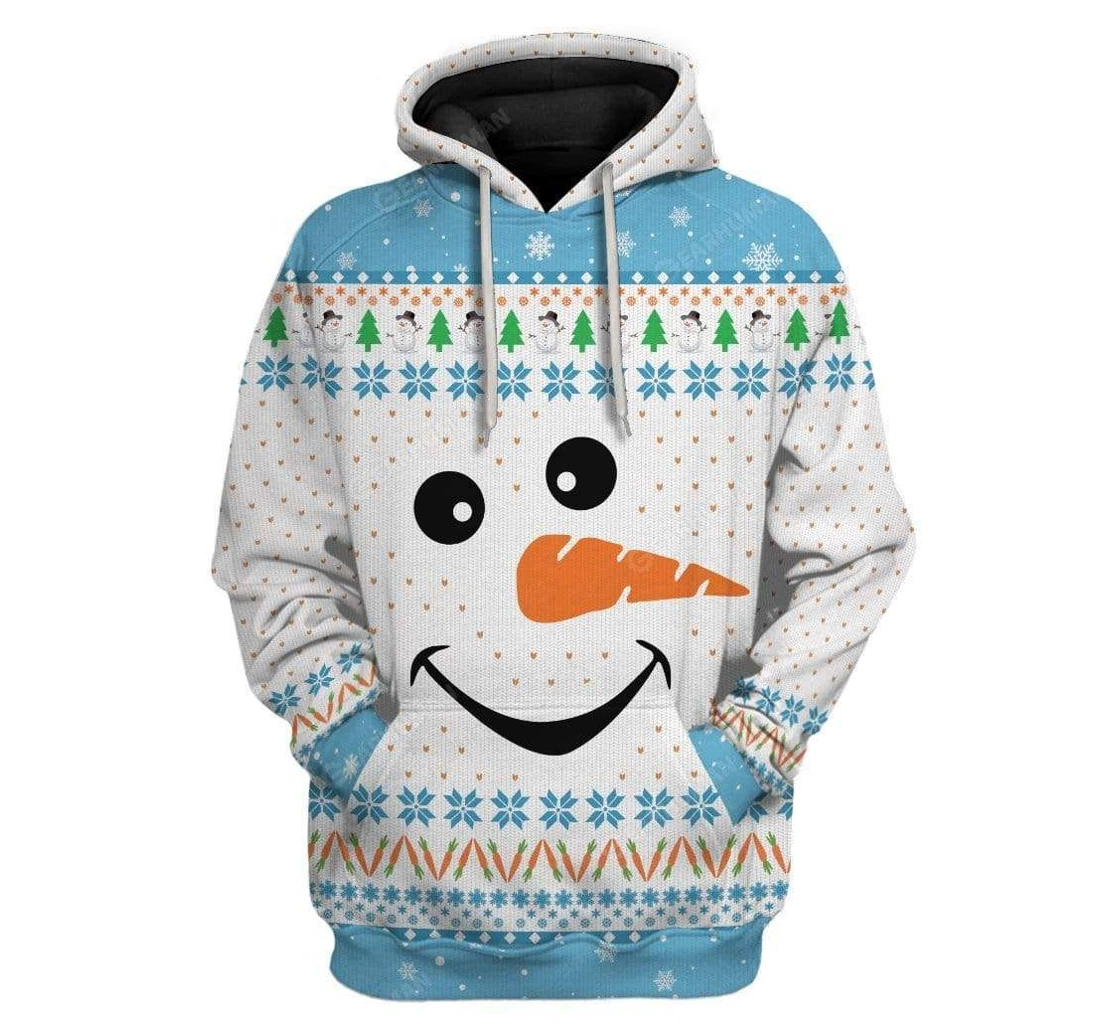 Ugly Cozy Christmas Snowman Face Custom T-shirts - 3D Printed Pullover Hoodie