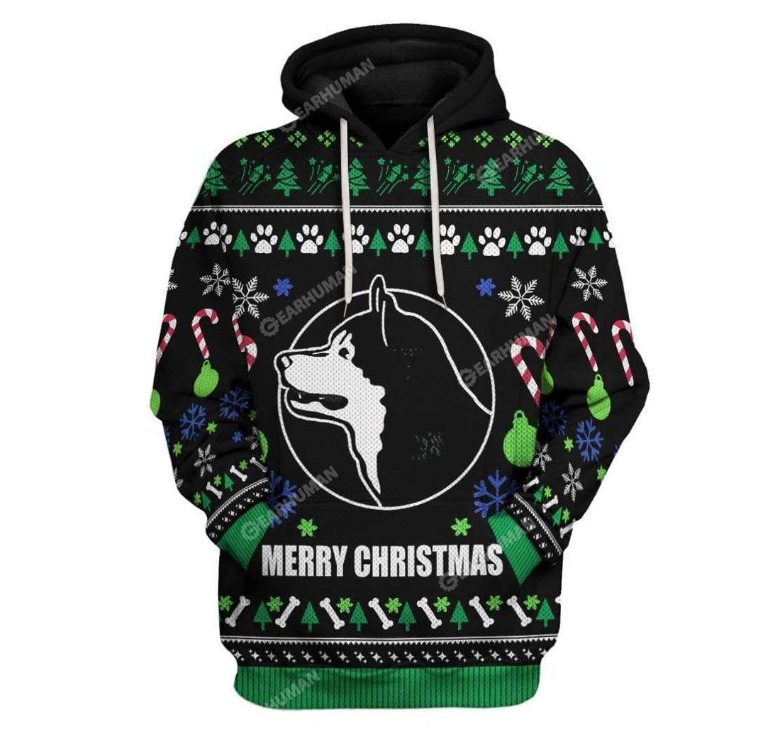 Ugly Christmas Alaskan Malamute Dog Breed Custom T-shirts - 3D Printed Pullover Hoodie