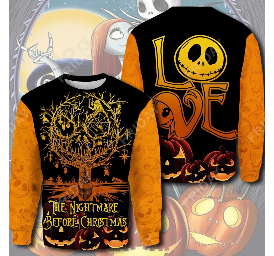Tnbc Nightmare Halloween Tree Love - 3D Printed Pullover Hoodie