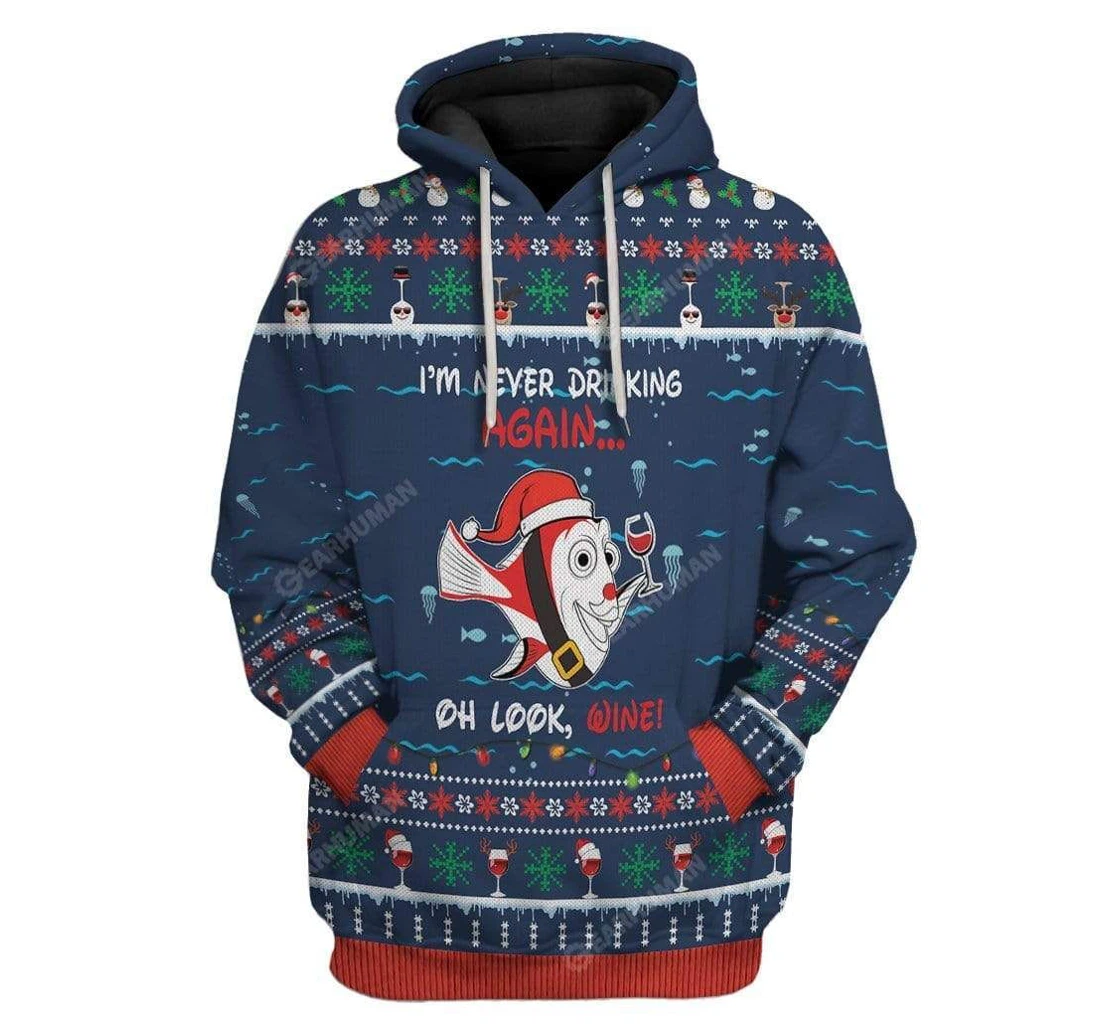 Ugly Finding Christmas Wine Custom T-shirts - 3D Printed Pullover Hoodie