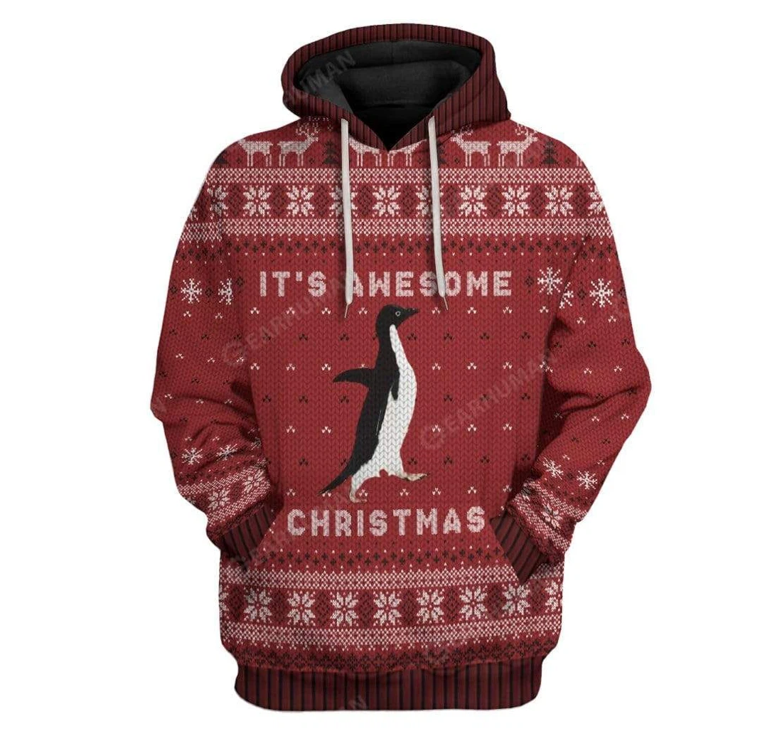 Ugly Awesome Penguin Christmas Custom T-shirts - 3D Printed Pullover Hoodie