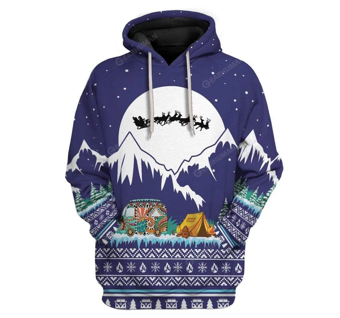 Ugly Christmas Camping Custom - 3D Printed Pullover Hoodie