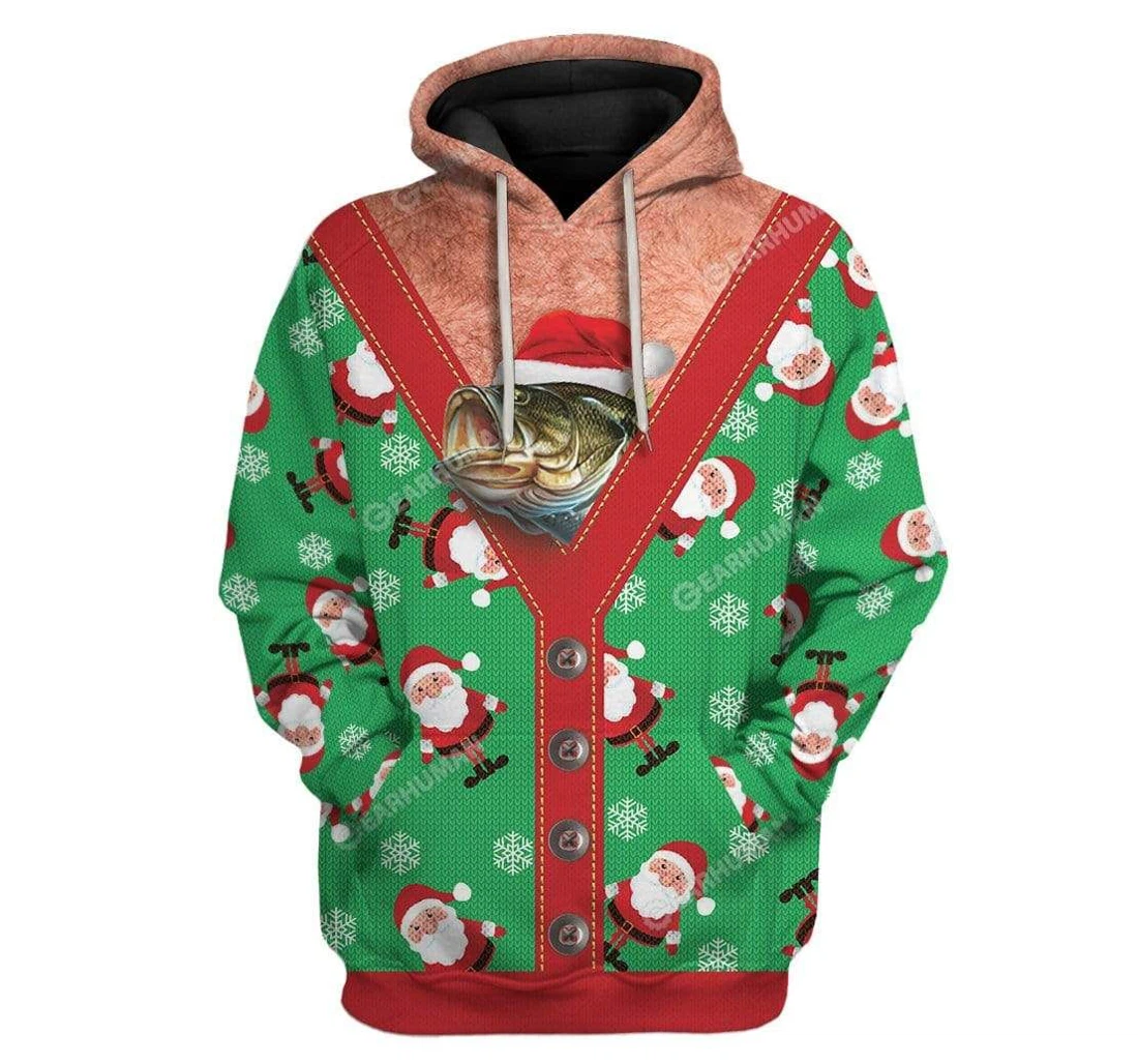 Ugly Christmas Fish Custom - 3D Printed Pullover Hoodie