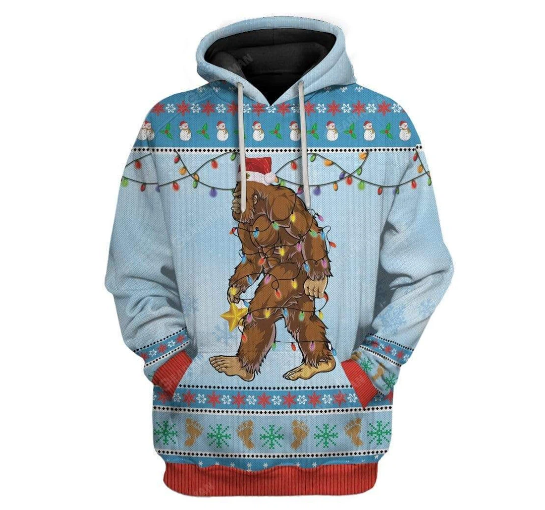 Personalized Ugly Christmas Bigfoot T-shirts - 3D Printed Pullover Hoodie