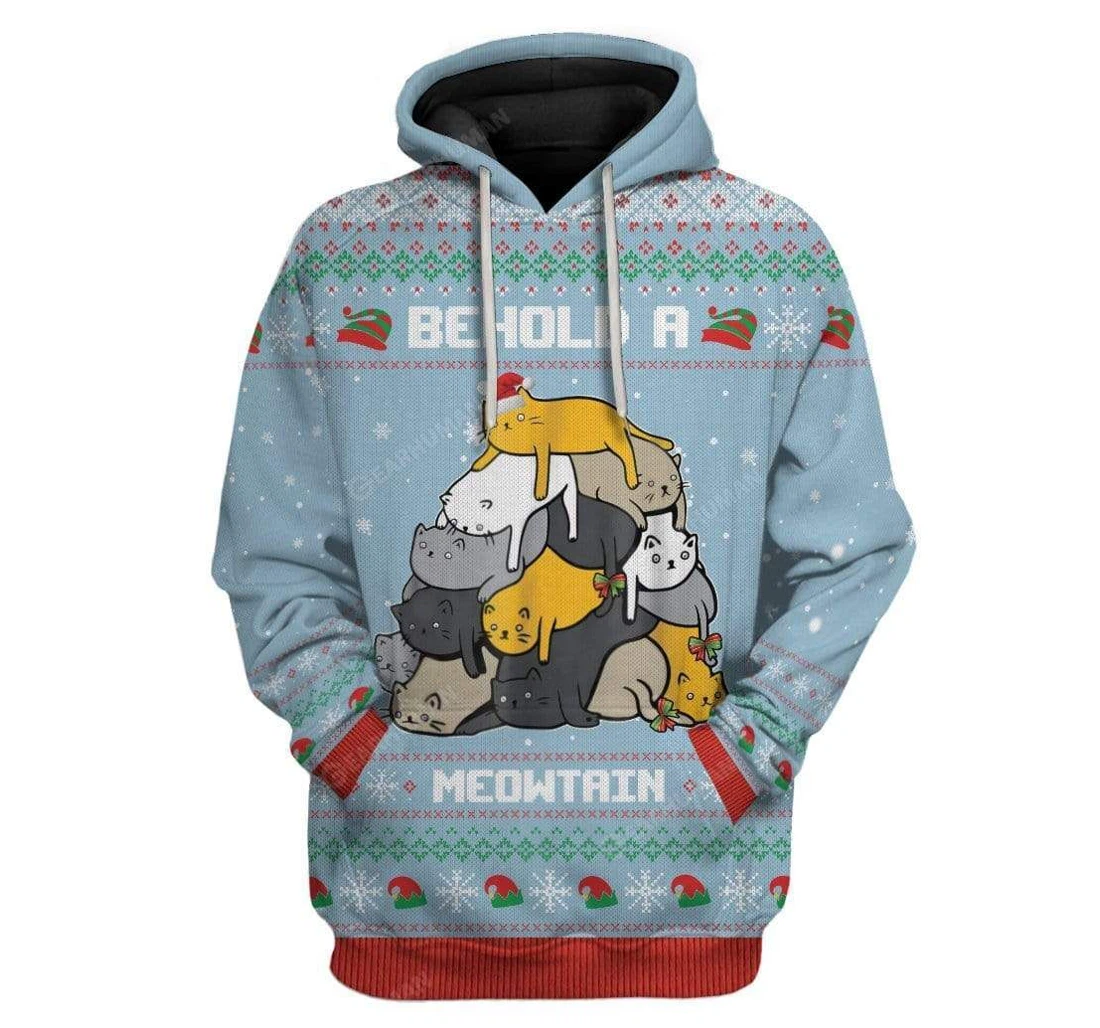 Ugly Christmas Cat Custom - 3D Printed Pullover Hoodie
