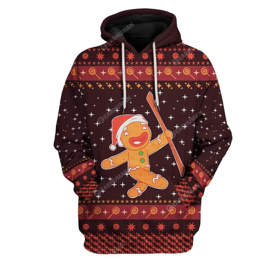 Personalized Ugly Christmas Cute Christmas Gingerbread T-shirts - 3D Printed Pullover Hoodie