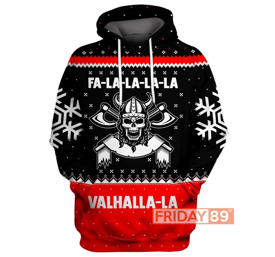 Viking Valhalla-la Viking Christmas Pattern - 3D Printed Pullover Hoodie