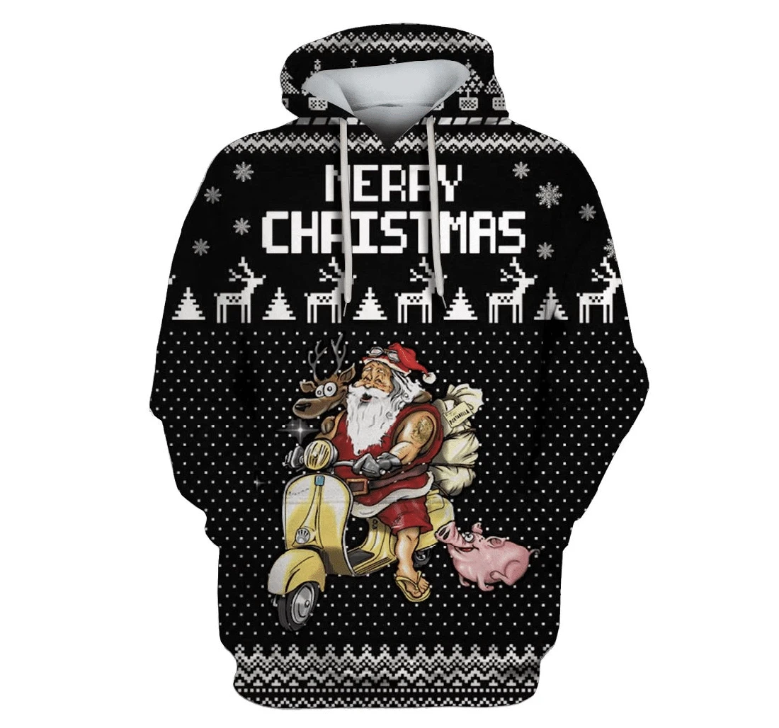 Santa Claus Merry Christmas Custom - 3D Printed Pullover Hoodie