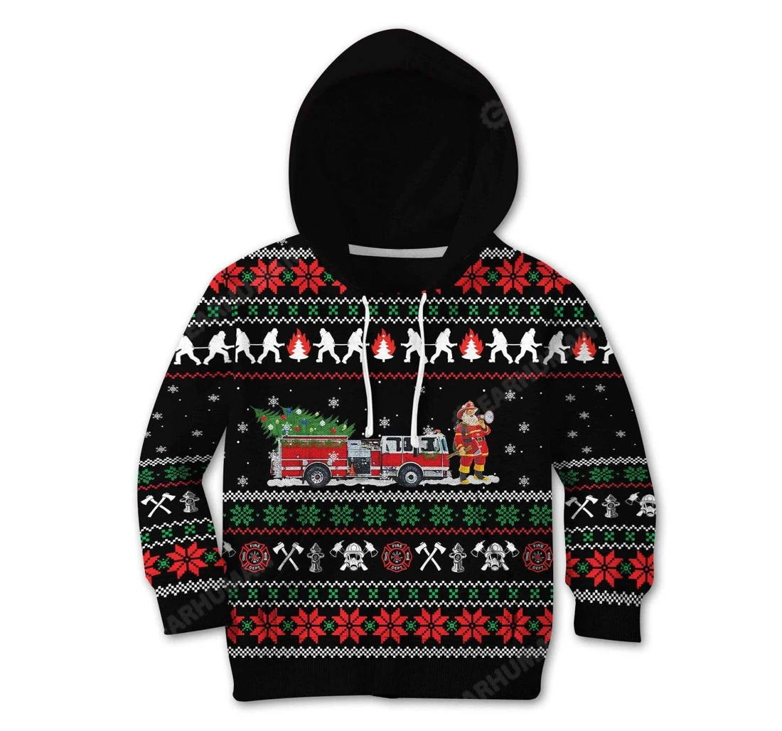 Ugly Christmas Firefighter Custom T-shirts - 3D Printed Pullover Hoodie