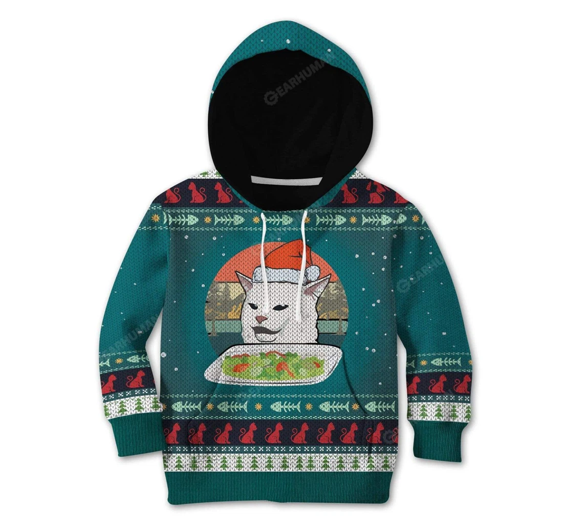 Ugly Christmas Cat Custom T-shirts - 3D Printed Pullover Hoodie