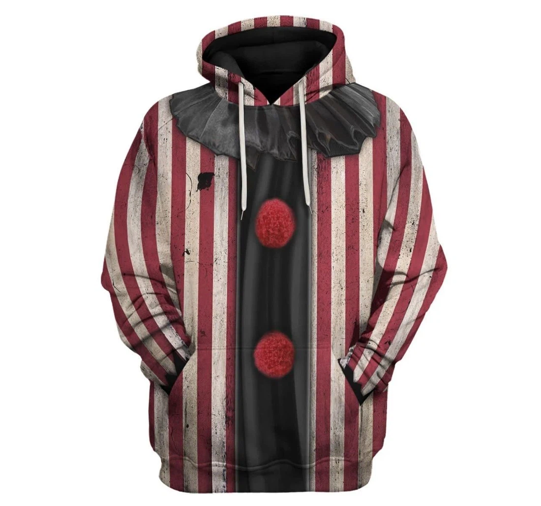 Personalized Halloween Nightmare Clown White Red Halloween - 3D Printed Pullover Hoodie