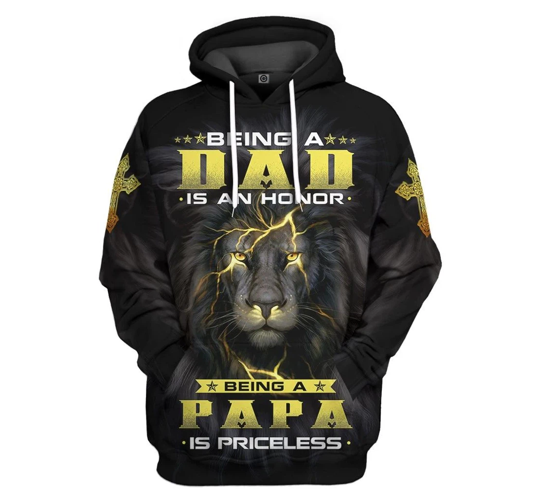 Personalized Happy Father Day Lion Being A Dad Being A Papa Father's Day Gift - 3D Printed Pullover Hoodie