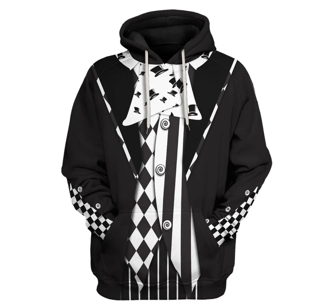 Halloween Dark Mad Hatter White Halloween - 3D Printed Pullover Hoodie