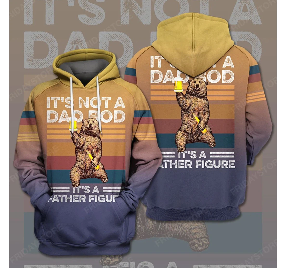 Personalized Father Camping Camping Bear Beer It's Not A Dad Bob It's A Father Figure Father's Day Gift - 3D Printed Pullover Hoodie