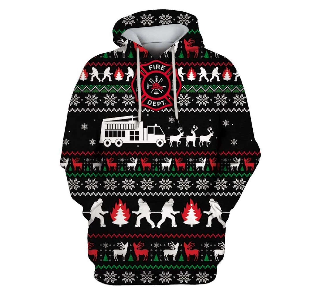 Firefighter Merry Christmas Custom - 3D Printed Pullover Hoodie